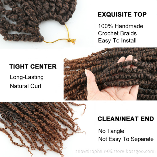 Julianna Hair 18 Inch Afro Twisted Curly Organic Hand Pre Passion Twist Crochet Braid Hair